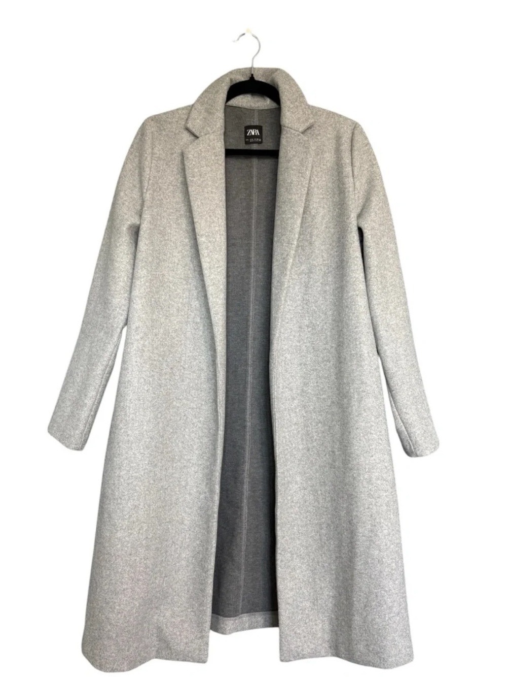 ZARA Long Open Front Duster Coat light Gray Size XLarge - Picture 1 of 6